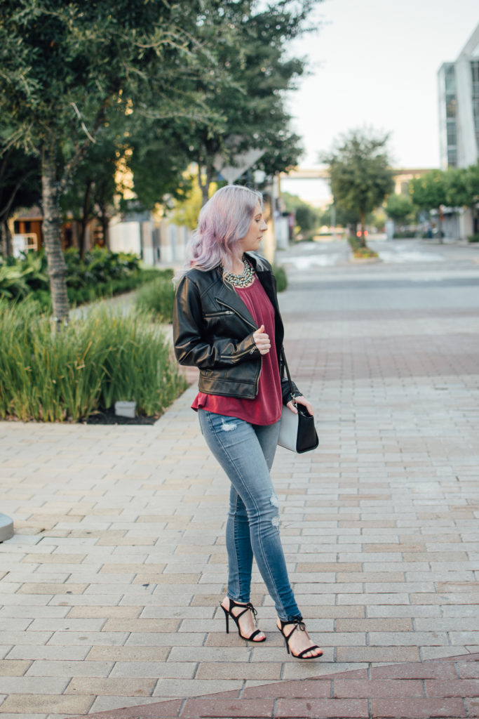 Francescas, houston blogger, houston photographer, fall outfit, moto jacket, fashion blogger, style blogger, houston blogger