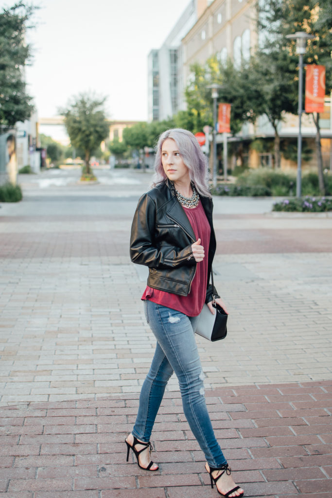 Francescas, houston blogger, houston photographer, fall outfit, moto jacket, fashion blogger, style blogger, houston blogger