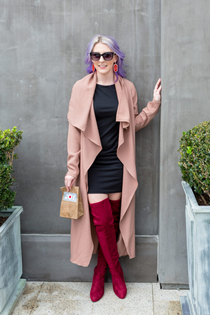 fashion blogger, style blogger, style blog, lulus, shein, over the boots, OTK boots, pravana, purple hair, houston photographer