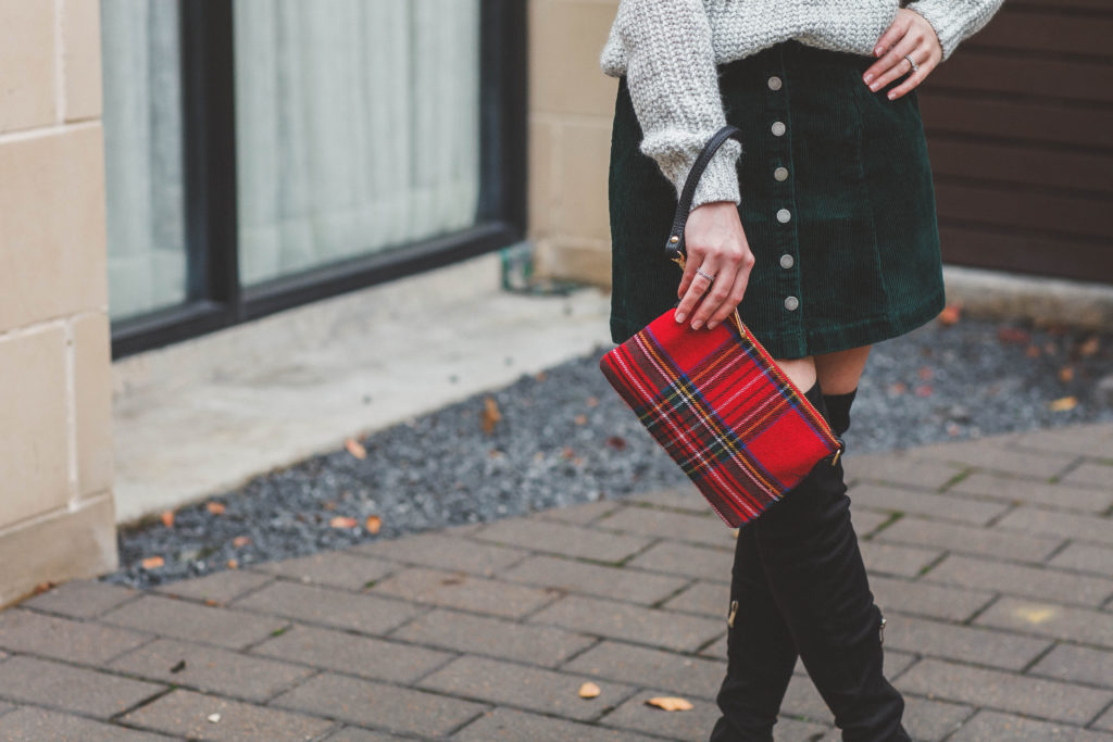 Christmas, Christmas outfit, Charming Charlie, Plaid, women's fashion, style, pravana vivids, houston photographer, over the knee boot, 