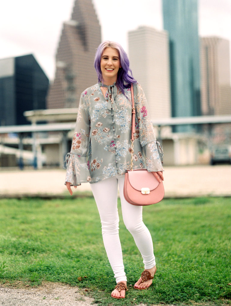 Houston Blogger, Style Blog, Gracefully Sassy, Fashion Blogger, Houston Photographer, Film Photograpgher, Casual chic, Florals, Spring, Bell Sleeves, Charming Charlie, Tory Burch, American Eagle