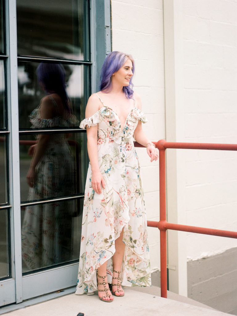 Houston Blogger, Style Blog, Style Blogger, Fashion Blog, Fashion Blogger, Houston Photographer, Film Photographer, Fuji Film, Shop Hope's, Gracefully Sassy, Pravana, Spring Dress, Cold Shoulder Dress, Ruffled Dress, Vici Dolls, Studded Sandals, Vici Collection, Valentino Dupes