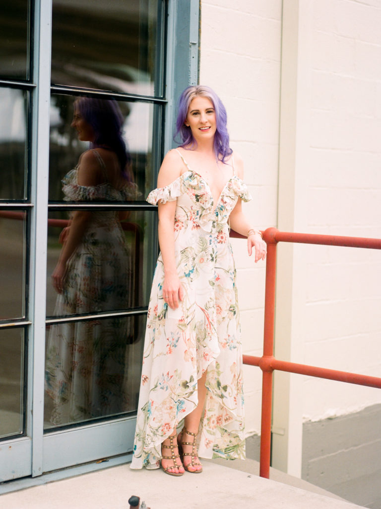 Houston Blogger, Style Blog, Style Blogger, Fashion Blog, Fashion Blogger, Houston Photographer, Film Photographer, Fuji Film, Shop Hope's, Gracefully Sassy, Pravana, Spring Dress, Cold Shoulder Dress, Ruffled Dress, Vici Dolls, Studded Sandals, Vici Collection, Valentino Dupes