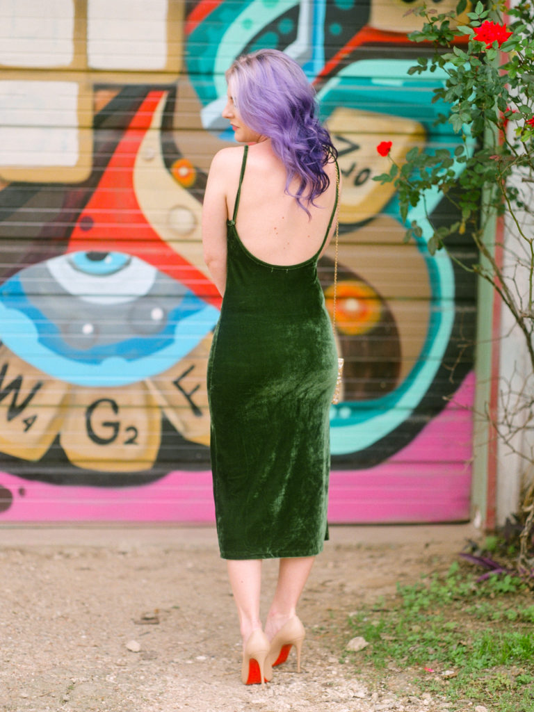 houston blogger, style blog, fashion blogger, blogger, velvet dress, midi dress, vici collection, stell&dot, christian louboutin, louboutin world, charming charlie, pravana, gracefully sassy, houston photographer, film photography, fujifilm