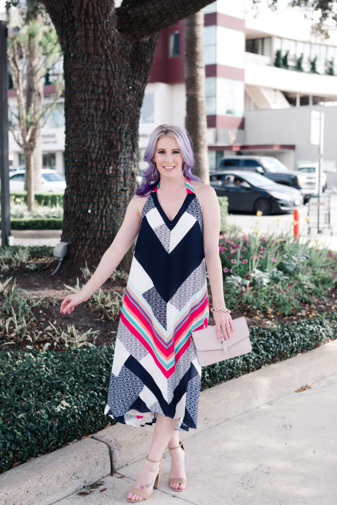 houston blogger, style blog, fashion blogger, gracefully sassy, vici collection, midi dress, spring midi dress, chevron print, houston photographer, pravana, charming charlie, target, texas blogger, blogger - Striped Midi Dress for Spring Date Nights by Houston fashion blogger Gracefully Sassy