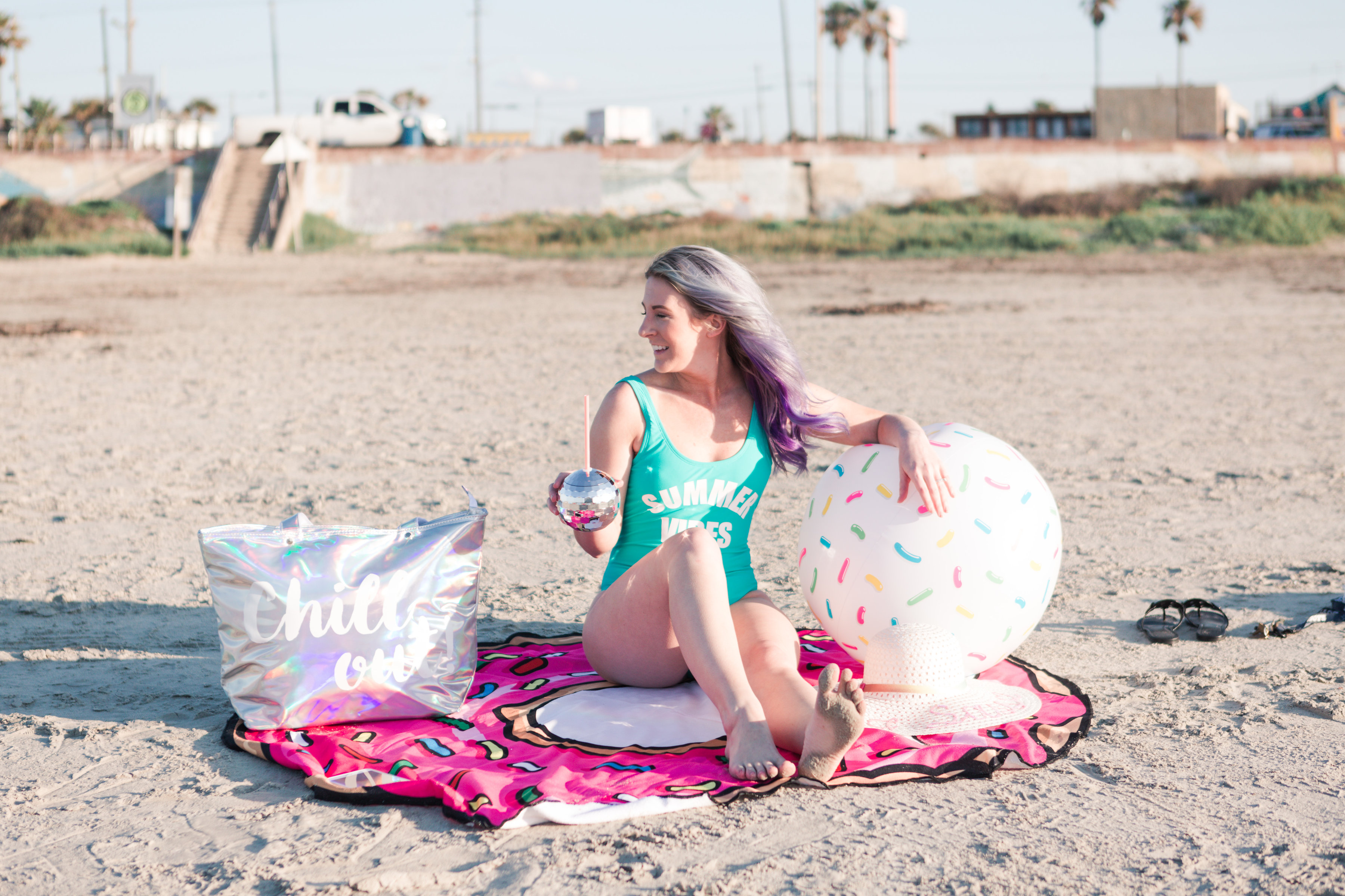 beach day, macy's, one piece swimsuit, sequin hat, coppertone sunscreen, francescas, insulated tote, houston photographer, houston blogger