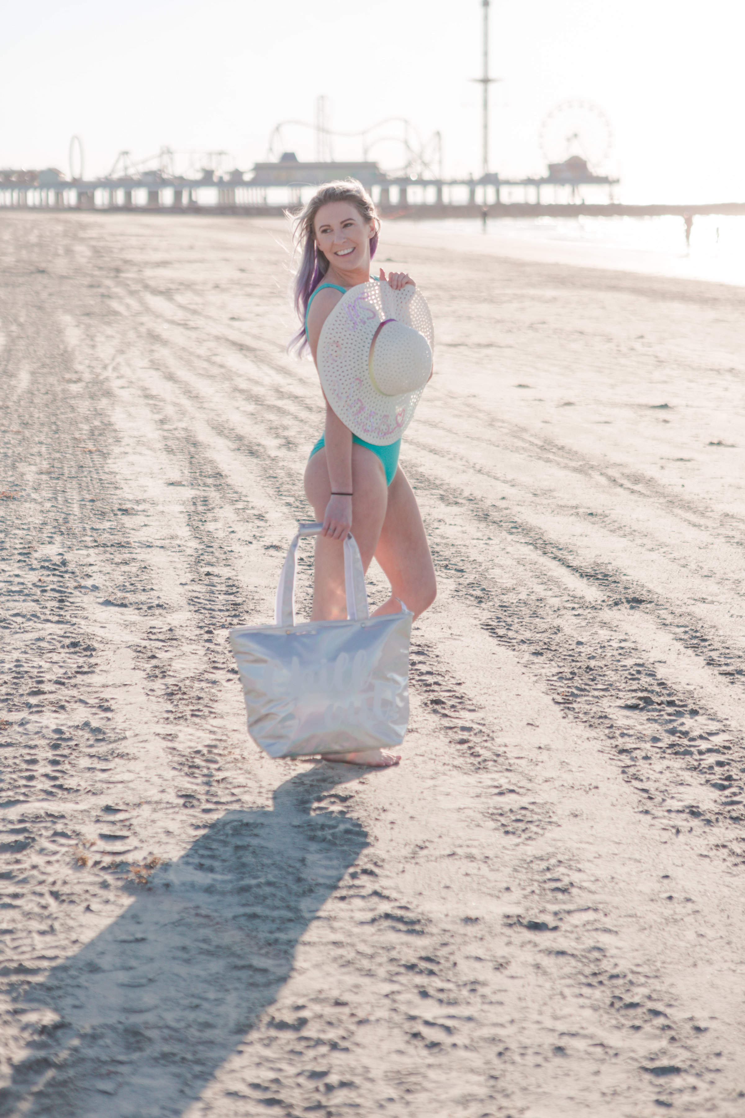 beach day, macy's, one piece swimsuit, sequin hat, coppertone sunscreen, francescas, insulated tote, houston photographer, houston blogger