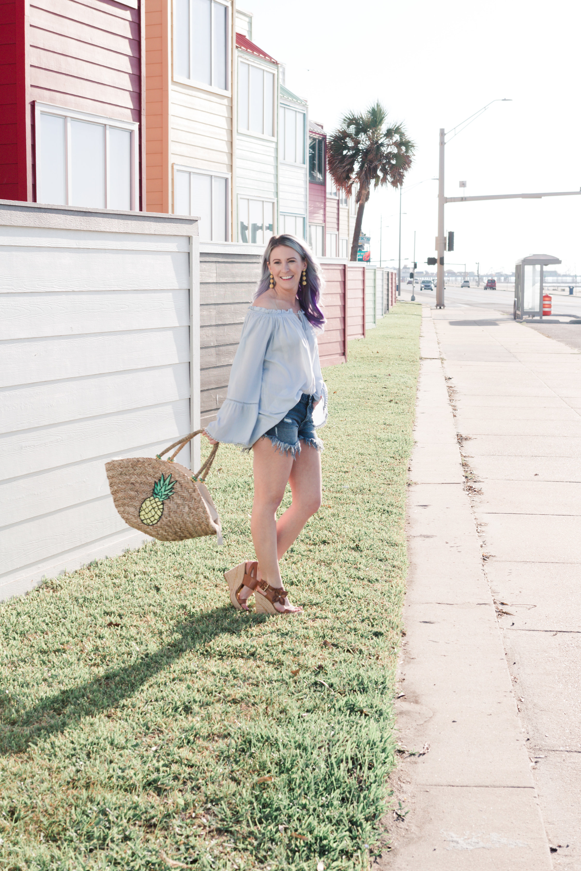 nordstrom, frayed denim shorts, shein, nordstrom sale, marc fisher, pineapple tote, gracefully sassy, houston blogger, style blog, fashion blogger, houston photographer